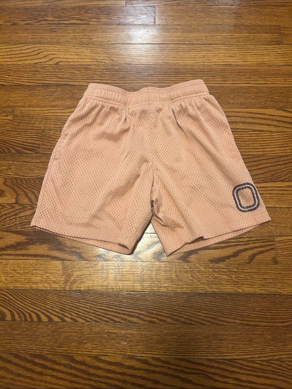 Kids Peach Mesh Athletic Shorts with Elastic Waistband